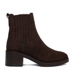 Botki GINO ROSSI. Brązowe botki Gino Rossi, bez wzorów, bez obcasa, na słupku, bez zapięcia. Za 349.99 zł.