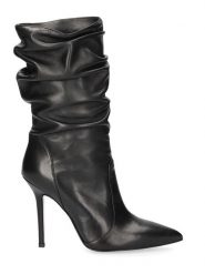 Liu Jo Skórzane kozaki w kolorze czarnym rozmiar: 40. Czarne kozaki Liu Jo, na zimę, bez wzorów, ze skóry, bez obcasa, na szpilce, bez zapięcia. Za 395.94 zł.