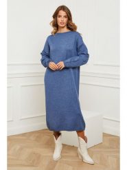 So Cachemire Sukienka dzianinowa "Fastidius" w kolorze niebieskim rozmiar: XL. Niebieskie sukienki So Cachemire, xl, bez wzorów, z dzianiny, bez kołnierzyka, bez ramiączek, maxi. Za 187.07 zł.