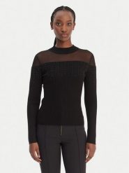 Guess Sweter W6RR70 Z2YK2 Czarny Regular Fit. Czarne swetry Guess, s, z aplikacjami, z wiskozy, bez ramiączek. Za 439.99 zł.