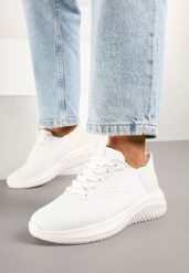 Białe Buty Sportowe Sneakersy Siateczkowe na Piankowej Podeszwie Liltebis. Białe buty sportowe lifestyle Born2be, na lato, bez wzorów, z jeansu, bez zapięcia. W wyprzedaży za 76.49 zł.
