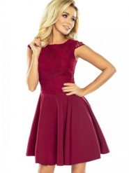 Sukienka Model 157-3 Marta Bordo - Numoco. Czerwone sukienki NUMOCO, l, bez wzorów, z elastanu, wizytowe, bez kołnierzyka, plus size, bez ramiączek, rozkloszowane. Za 300.83 zł.