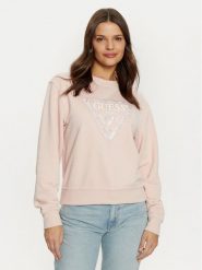 Guess Bluza W5RQ09 K8802 Różowy Regular Fit. Czerwone bluzy Guess, xl, z aplikacjami, z bawełny, bez kaptura. Za 229.99 zł.