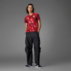 Koszulka piłkarska damska ADIDAS Niemcy 2025 wyjazdowa. Czerwone t-shirty sportowe adidas, s, bez wzorów, z materiału, bez ramiączek, do piłki nożnej. Za 459.99 zł.