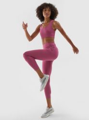 4F Legginsy treningowe 7/8 z wysokim stanem damskie - fioletowe XL. Fioletowe legginsy 4f, s, bez wzorów, z dzianiny, z podwyższonym stanem, na fitness i siłownię. W wyprzedaży za 99.99 zł.
