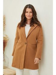 Curvy Lady Płaszcz przejściowy w kolorze karmelowym rozmiar: 48/50. Brązowe płaszcze Curvy Lady, bez wzorów, klasyczne, bez kaptura. Za 118.84 zł.
