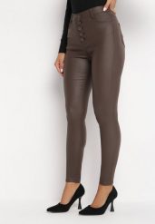 Brązowe Modelujące Spodnie Skinny z Imitacji Skóry Natividade. Brązowe jeansy Born2be, s, z aplikacjami, z jeansu, eleganckie. W wyprzedaży za 76.49 zł.