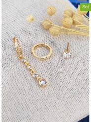 Atelier MIU Kolczyki-kreole (3 szt.) z cyrkoniami rozmiar: onesize. Żółte kolczyki atelier MIU, z cyrkonią, z mosiądzu. Za 69.91 zł.