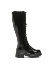 DeeZee Kozaki WS068-30 Czarny. Czarne kozaki DeeZee, bez wzorów, ze skóry, bez obcasa, na płaskiej podeszwie, bez zapięcia. Za 149.99 zł.