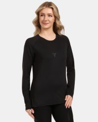 Damska koszulka z długim rękawem Kilpi SPOLETO-W. Czarne t-shirty sportowe Kilpi, bez wzorów, z poliesteru, bez ramiączek, do biegania. Za 189.67 zł.