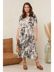 Curvy Lady Sukienka w kolorze czarno-kremowym rozmiar: 48/50. Brązowe sukienki Curvy Lady, z aplikacjami, z wiskozy, klasyczne, bez kołnierzyka, bez ramiączek, maxi. Za 154.07 zł.