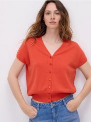 Kardigan z lyocellem - czerwony. Czerwone swetry Reserved, l, bez wzorów, z dzianiny, bez ramiączek. Za 99.99 zł.