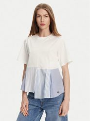 Weekend Max Mara T-Shirt Bird 2515941102 Biały Relaxed Fit. Białe t-shirty Weekend Max Mara, s, bez wzorów, z bawełny, bez kołnierzyka, bez ramiączek. Za 529.99 zł.