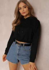 Czarna Bluza Pyrhano. Czarne bluzy Renee, l, bez wzorów, z jeansu, casualowe, bez ramiączek. W wyprzedaży za 35.99 zł.