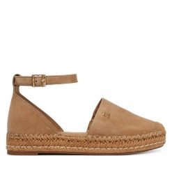 Espadryle Tommy Hilfiger. Brązowe espadryle Tommy Hilfiger, bez wzorów, bez obcasa. Za 409.99 zł.