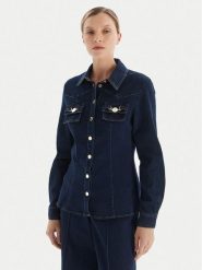 Fracomina Koszula jeansowa FS25WT6004W78201 Granatowy Regular Fit. Niebieskie koszule Fracomina, xs, bez wzorów, z bawełny, bez kołnierzyka, bez ramiączek. Za 689.99 zł.