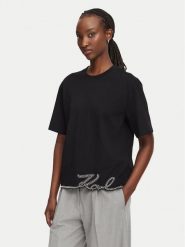 KARL LAGERFELD T-Shirt B3W17065 Czarny Regular Fit. Czarne t-shirty KARL LAGERFELD, m, bez wzorów, z bawełny, bez kołnierzyka, bez ramiączek. Za 529.99 zł.