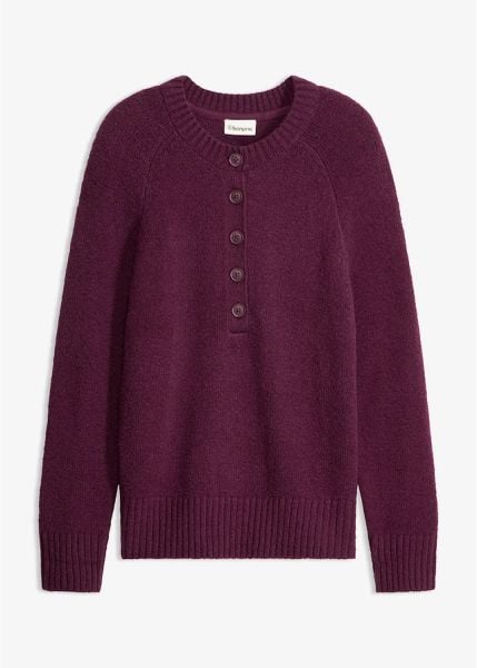 Sweter z mieszanki bawełny. Fioletowe swetry bonprix, bez wzorów, z bawełny, bez ramiączek. Za 107.99 zł.