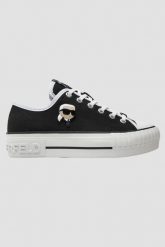 KARL LAGERFELD Czarne trampki damskie KAMPUS MAX NFT. Czarne trampki KARL LAGERFELD, bez wzorów, bez zapięcia. W wyprzedaży za 409.99 zł.