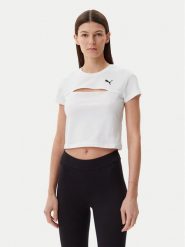 Puma T-Shirt Ess Cut-Out 631164 Biały Slim Fit. Białe t-shirty Puma, m, bez wzorów, z bawełny, bez kołnierzyka, bez ramiączek. Za 79.99 zł.