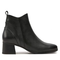 Botki Marco Tozzi. Zielone botki Marco Tozzi, bez wzorów, bez obcasa, na słupku, bez zapięcia. Za 219.99 zł.