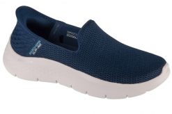 Buty sportowe Sneakersy damskie, Slip-Ins: GO WALK Flex - Relish. Niebieskie buty treningowe Skechers, bez wzorów, z materiału, przed kostkę, bez zapięcia, trekkingowe. Za 289.99 zł.