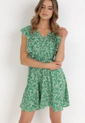 Zielona Sukienka Neamelia. Zielone sukienki Born2be, l, bez wzorów, z wiskozy, klasyczne, bez kołnierzyka, bez ramiączek, mini. Za 129.99 zł.