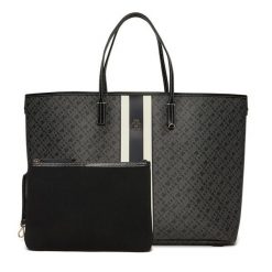 Torebka Tommy Hilfiger. Czarne shopper bag Tommy Hilfiger, bez wzorów, bez dodatków. Za 799.99 zł.