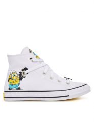 Converse Trampki Minions Chuck Taylor All Star A21403C Biały. Białe trampki Converse, bez wzorów, z materiału, retro, bez zapięcia. Za 399.99 zł.