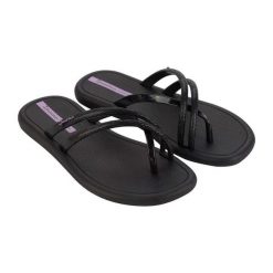 Klapki damskie Ipanema Meu Sol Rasteira. Czarne klapki Ipanema, bez wzorów, eleganckie, bez obcasa, bez zapięcia. Za 47.99 zł.