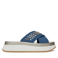 Klapki Liu Jo. Niebieskie klapki Liu Jo, bez wzorów, bez obcasa, bez zapięcia. Za 479.99 zł.