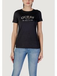 Guess T-Shirt V5RI16 J1314 Czarny Shirt Fit. Czarne t-shirty Guess, s, z aplikacjami, z bawełny, bez kołnierzyka, bez ramiączek. Za 109.99 zł.
