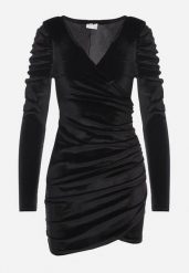 Czarna Dopasowana Kopertowa Sukienka z Weluru z Bufiastymi Rękawami Ardell. Czarne sukienki Born2be, l, z aplikacjami, z weluru, klasyczne, bez kołnierzyka, bez ramiączek, mini, dopasowane. Za 69.99 zł.