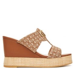 Klapki Liu Jo. Brązowe klapki Liu Jo, bez wzorów, bez obcasa, bez zapięcia. Za 439.99 zł.