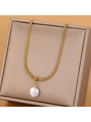 Atelier MIU Pozłacany naszyjnik z elementami ozdobnymi - dł. 45 cm rozmiar: onesize. Białe naszyjniki atelier MIU, z materiału, z cyrkonią, pozłacane. Za 39.99 zł.