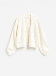 Kardigan w paski - złamana biel. Swetry Reserved, l, bez wzorów, z bawełny, bez ramiączek. Za 129.99 zł.