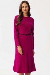 Elegancka sukienka w stylu retro śliwkowa. Sukienki Stylove, l, bez wzorów, eleganckie, bez kołnierzyka, bez ramiączek. Za 369.00 zł.
