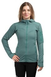 Bluza wspinaczkowa damska Modulus Hoody Women. Zielone bluzy z kapturem RAB, l, bez wzorów, z materiału, z kapturem, trekkingowe. Za 539.99 zł.
