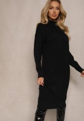 Czarna Pudełkowa Sukienka z Półgolfem Wiskozą Modalem i Prążkowanymi Elementami Ennora. Czarne sukienki Renee, do pracy, l, bez wzorów, prążkowane, biznesowe, bez kołnierzyka, bez ramiączek, midi, kopertowe. W wyprzedaży za 95.99 zł.