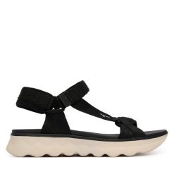 Sandały Tamaris. Czarne sandały Tamaris, bez wzorów, bez obcasa, na płaskiej podeszwie, bez zapięcia. Za 299.99 zł.