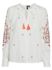 Vero Moda Bluzka w kolorze białym rozmiar: S. Białe bluzki Vero Moda, s, bez wzorów, z bawełny, bez kołnierzyka, bez ramiączek. Za 79.21 zł.