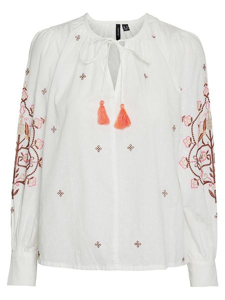 Vero Moda Bluzka w kolorze białym rozmiar: S. Białe bluzki Vero Moda, s, bez wzorów, z bawełny, bez kołnierzyka, bez ramiączek. Za 105.14 zł.