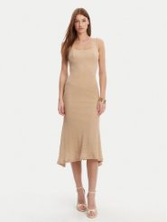BARDOT Sukienka koktajlowa 57998DB7 Beżowy Regular Fit. Brązowe sukienki Bardot, bez wzorów, z syntetyku, wizytowe, bez kołnierzyka, bez ramiączek. Za 249.99 zł.