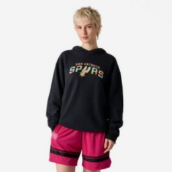 Bluza do koszykówki z kapturem unisex NBA Spurs. Czarne bluzy z kapturem KIPSTA, l, bez wzorów, z bawełny, z kapturem, na fitness i siłownię. Za 149.99 zł.