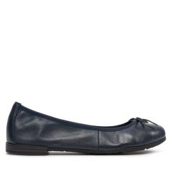 Baleriny Marco Tozzi. Niebieskie baleriny Marco Tozzi, bez wzorów, bez obcasa, bez zapięcia. Za 199.99 zł.