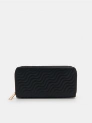 Portfel - czarny. Czarne portfele Sinsay, bez wzorów, ze skóry. Za 25.99 zł.