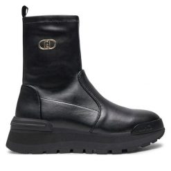 Botki Liu Jo. Czarne botki Liu Jo, bez wzorów, bez obcasa, na koturnie, bez zapięcia. Za 499.99 zł.