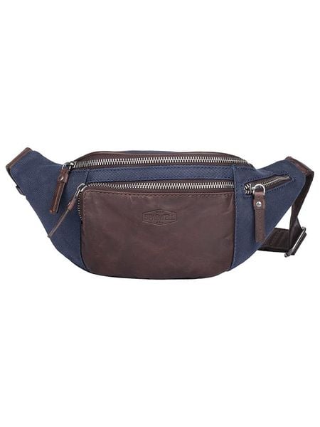 SPARWELL Skórzana saszetka "Simply Sloan" w kolorze granatowo-brązowym - 32 x 14 x 7 cm rozmiar: onesize. Brązowe nerki i saszetki SPARWELL, bez wzorów, z materiału, sportowe, bez dodatków. Za 148.96 zł.
