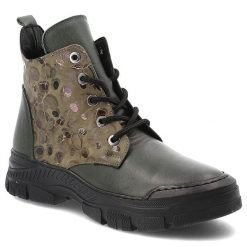 Botki damskie Artiker, skórzane we wzory na płaskim obcasie za kostkę z okrągłym noskiem i na zamek, khaki, 57C2178. Zielone botki Artiker, bez wzorów, ze skóry, eleganckie, z okrągłym noskiem, za kostkę, bez obcasa, na płaskiej podeszwie, bez zapięcia. Za 249.00 zł.