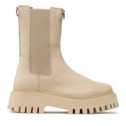 Sztyblety Bronx. Brązowe botki Bronx, bez wzorów, bez obcasa, na płaskiej podeszwie, bez zapięcia. Za 379.99 zł.